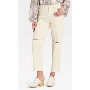 Universal Thread Vintage High Rise Straight Leg Cropped Denim Jeans Off White 28
